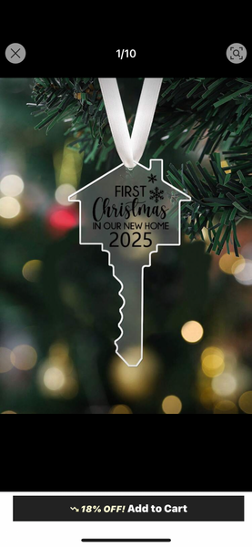 1st Christmas in our new home - key shaped ornament